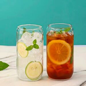 16 oz single walled borosilicate glass jar with bamboo lid and glass straw